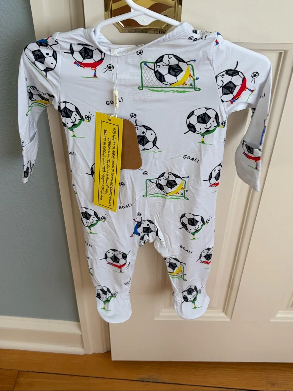 NWT Angel Dear Bamboo Soccer Print Zipper Footie Pajama